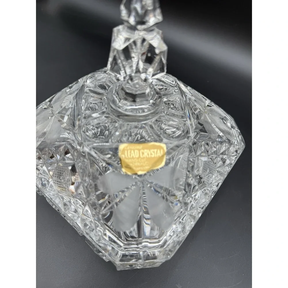 Square Crystal Covered Candy Dish Strawberry and Star Flower Pattern Curved Foot